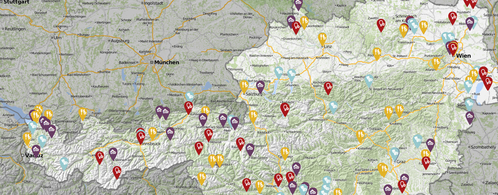 mapa turystyczna alp austriackich Interaktywna mapa Austrii