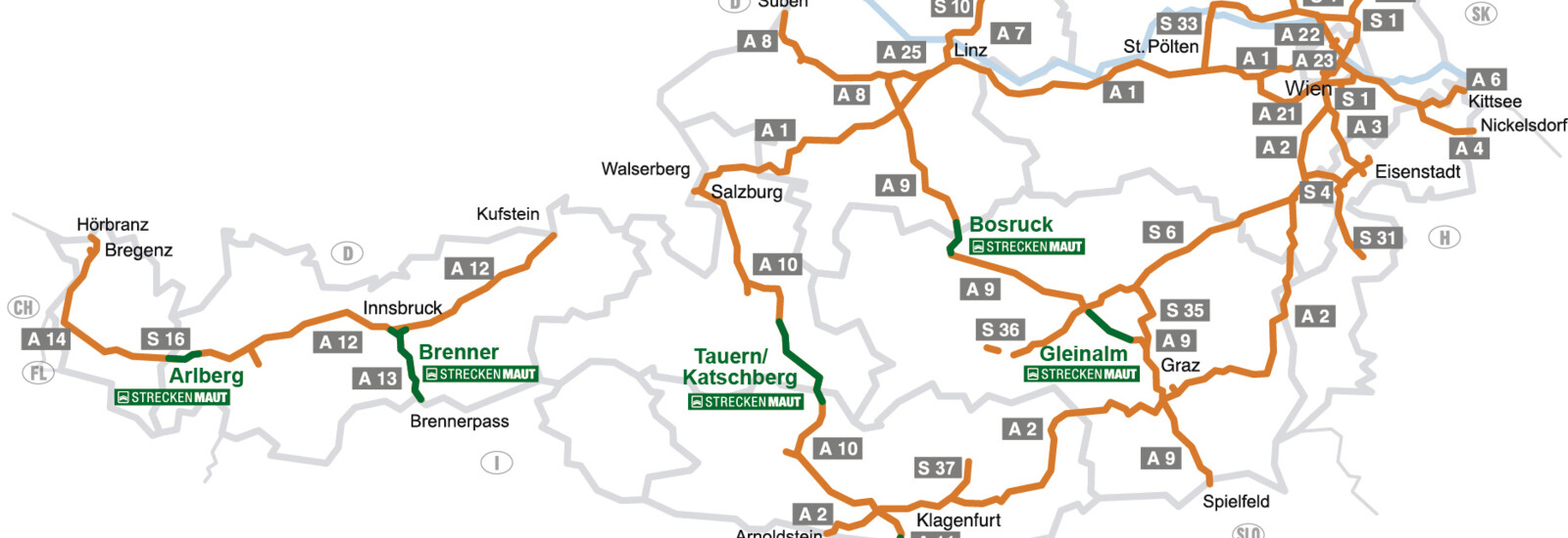 vignettenpflichtige straßen österreich karte Maut, Vignette und GO Box